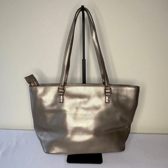 Ralph Lauren Whitby Metallic Gold Leather Tote Shoulder Bag Purse | Classic - Picture 3 of 14